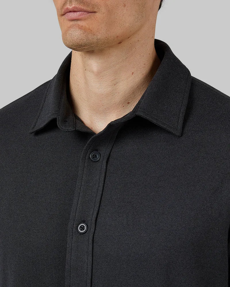 Men's Soft Stretch Knit Long Sleeve Button-Up