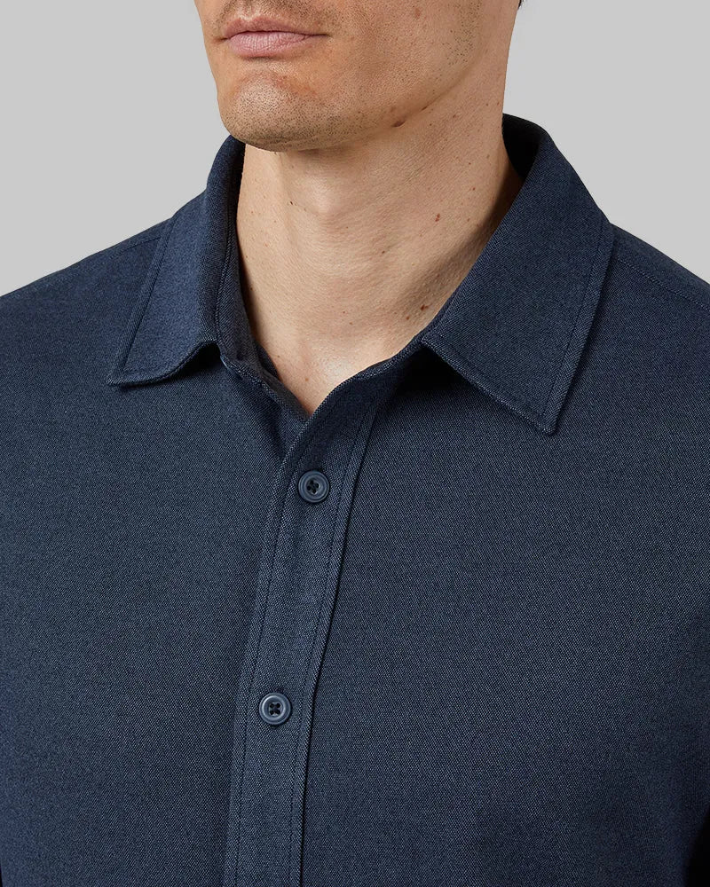 Men's Soft Stretch Knit Long Sleeve Button-Up