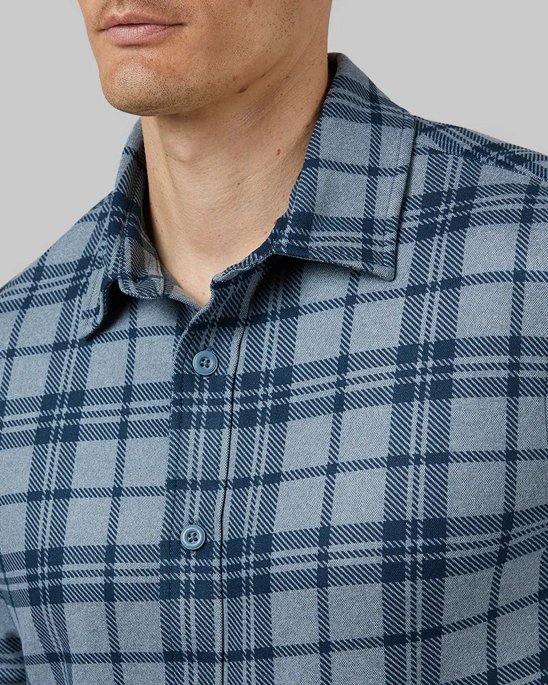 Men's Soft Stretch Knit Long Sleeve Button-Up