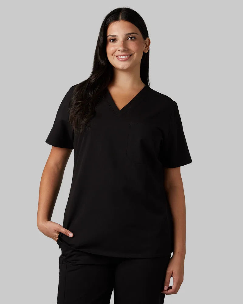 Women's V-Neck Scrub Top with Chest Pocket