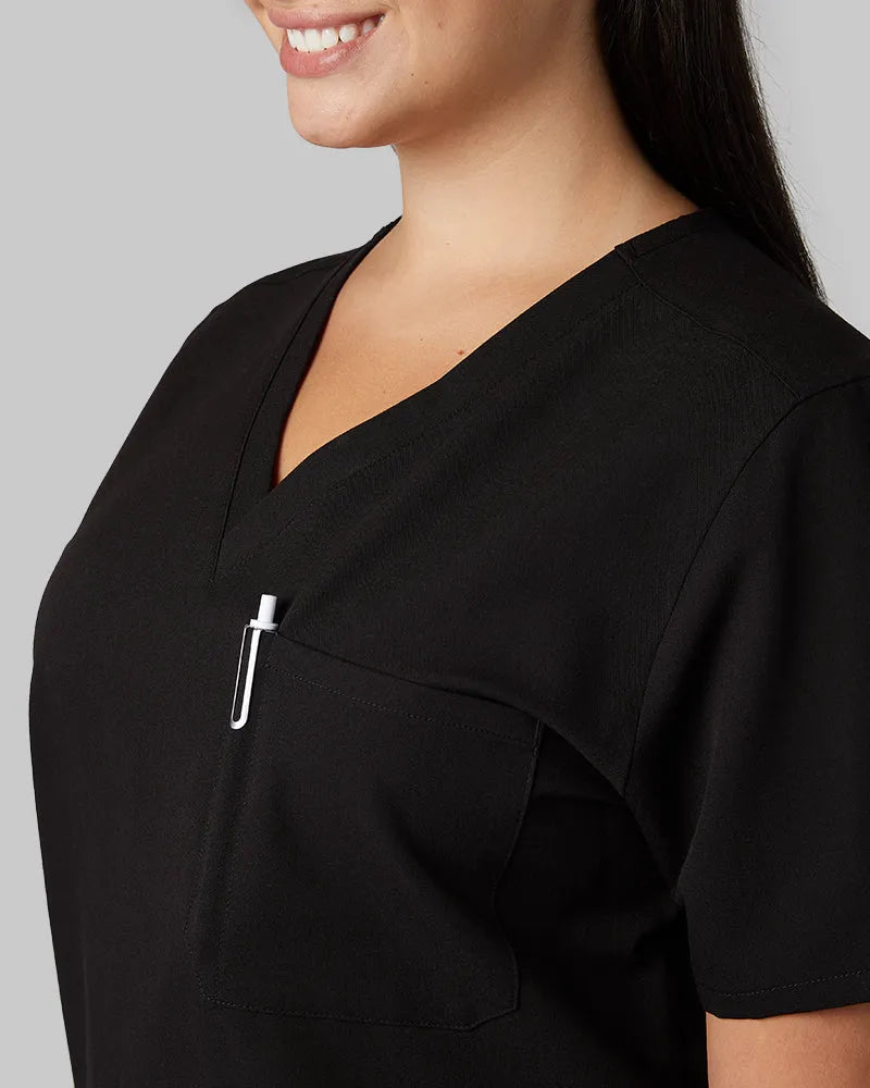 Women's V-Neck Scrub Top with Chest Pocket