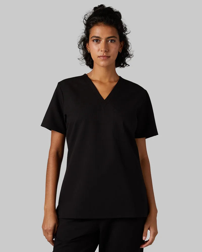 Women's V-Neck Scrub Top with Chest Pocket