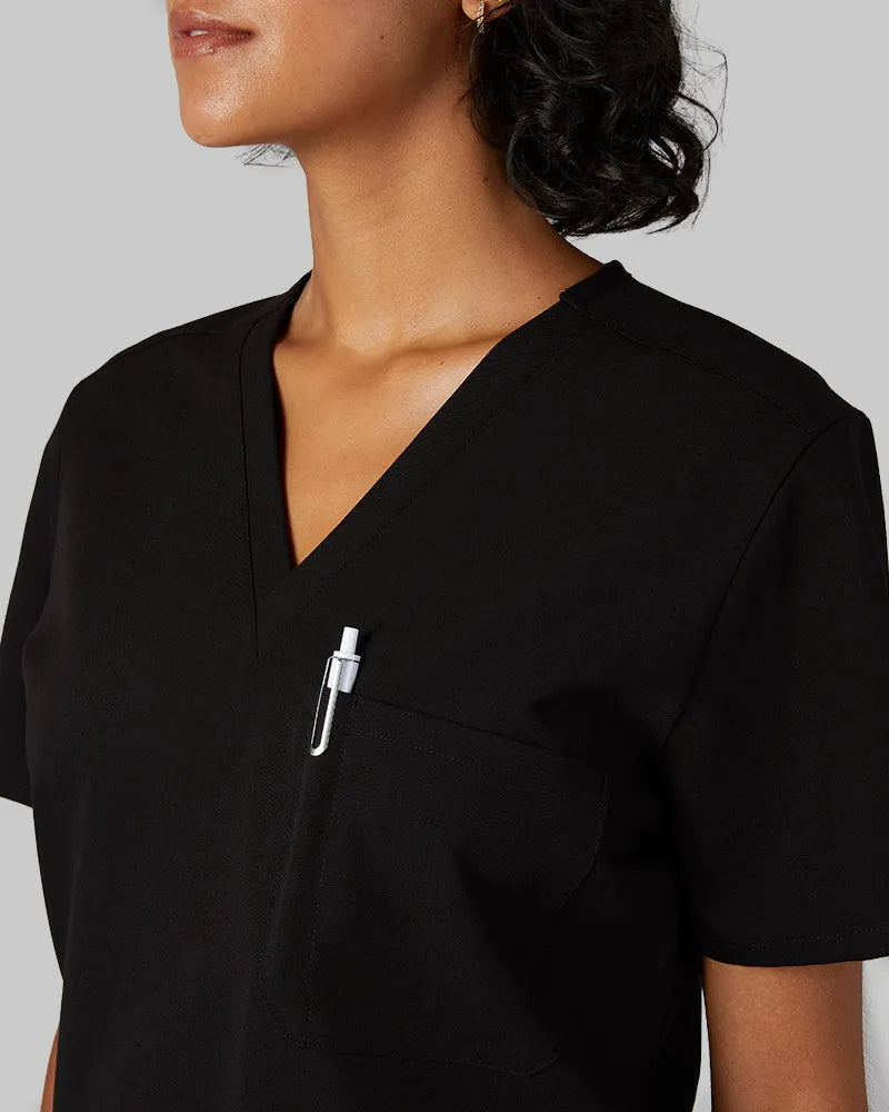 Women's V-Neck Scrub Top with Chest Pocket