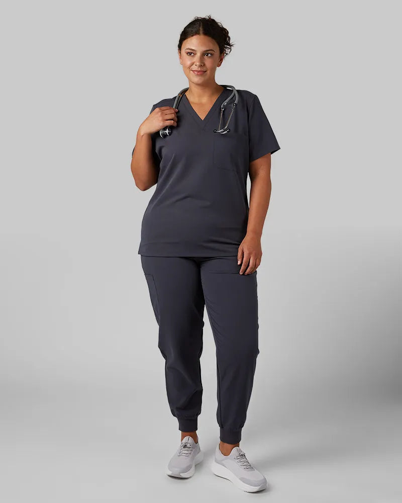 Women's V-Neck Scrub Top with Chest Pocket