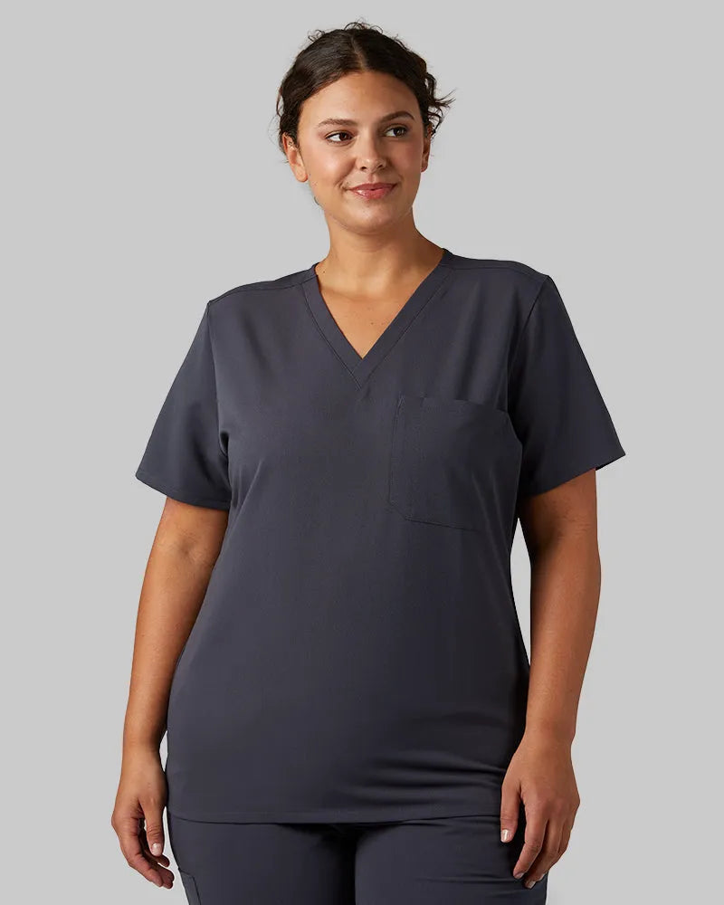 Women's V-Neck Scrub Top with Chest Pocket