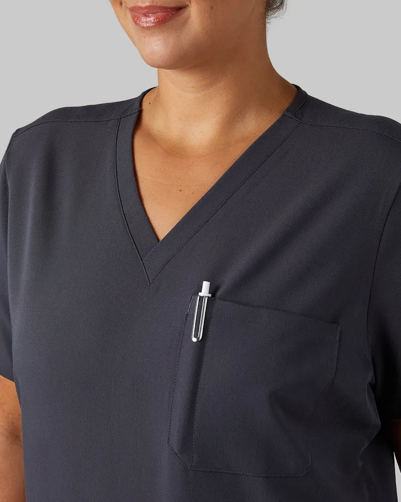 Women's V-Neck Scrub Top with Chest Pocket