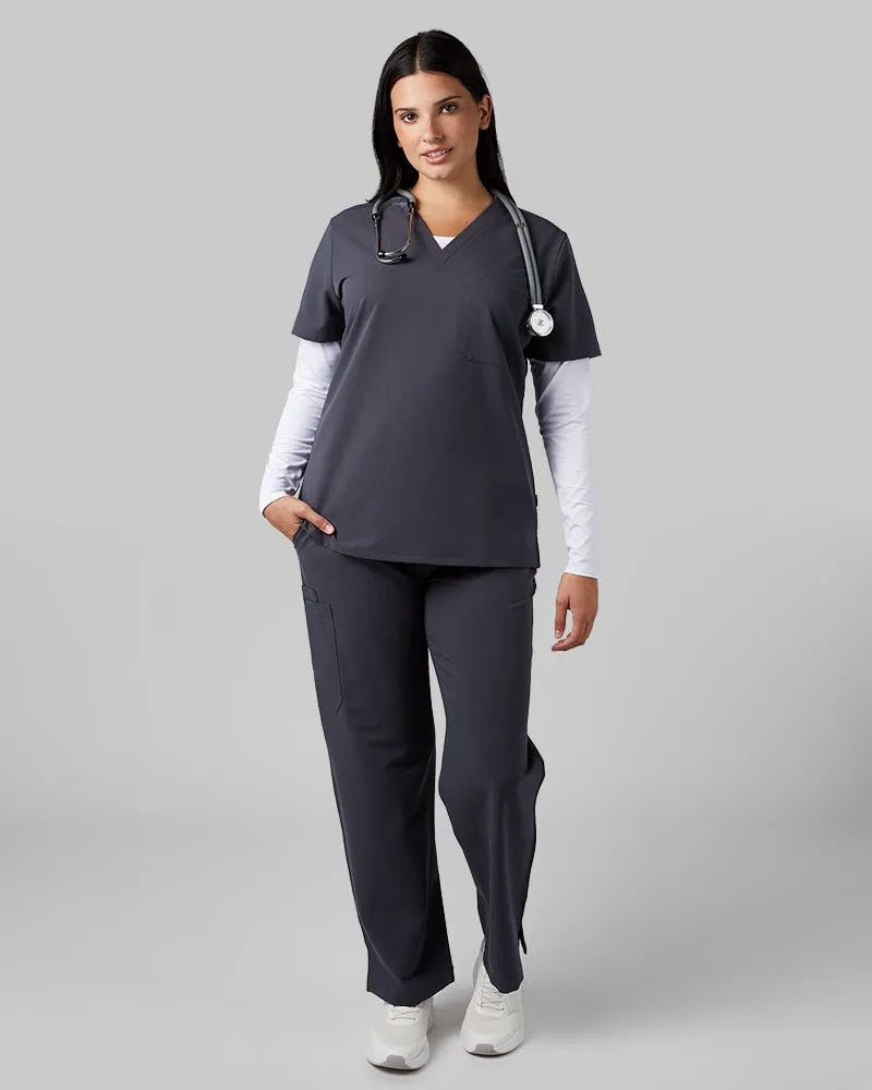 Women's V-Neck Scrub Top with Chest Pocket