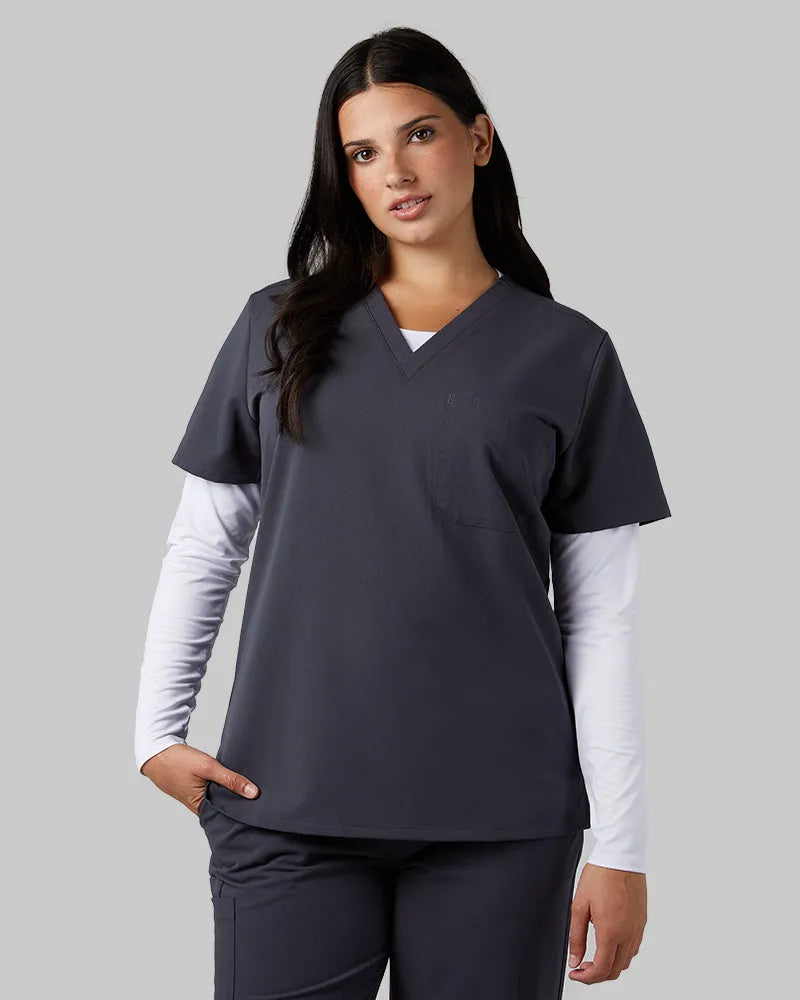 Women's V-Neck Scrub Top with Chest Pocket