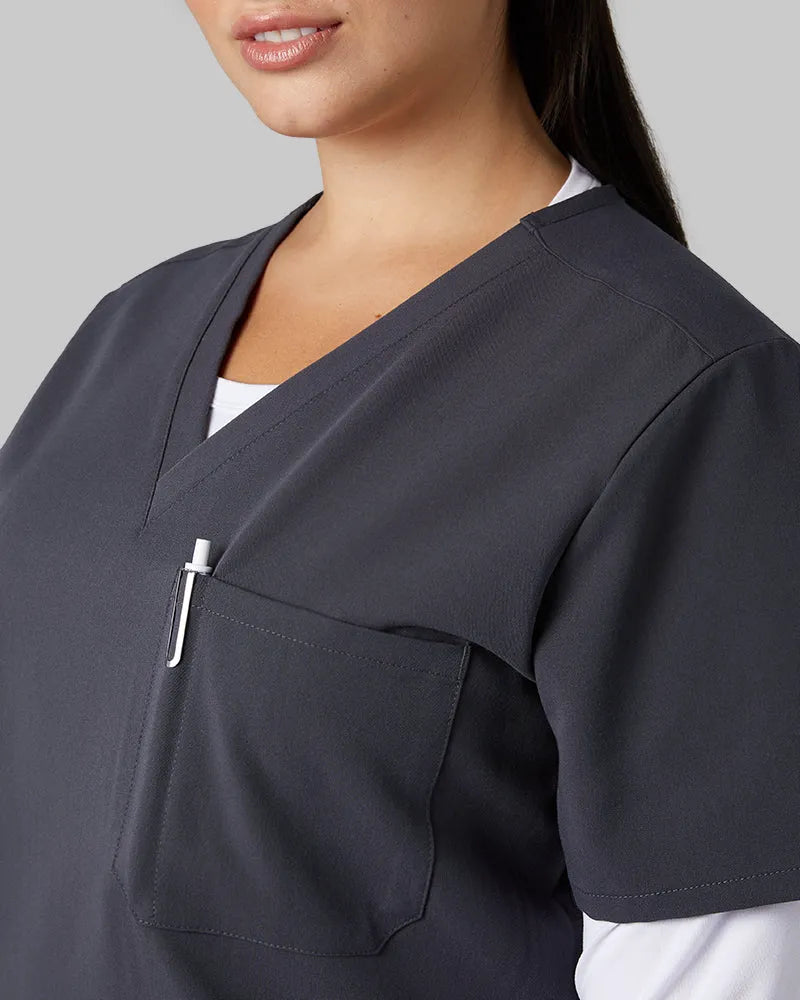 Women's V-Neck Scrub Top with Chest Pocket