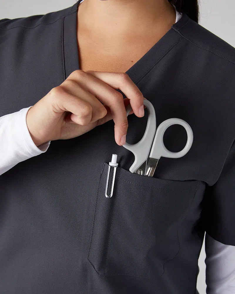 Women's V-Neck Scrub Top with Chest Pocket
