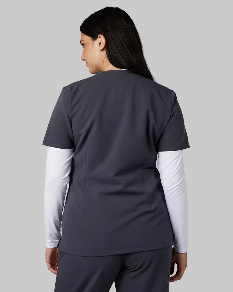Women's V-Neck Scrub Top with Chest Pocket
